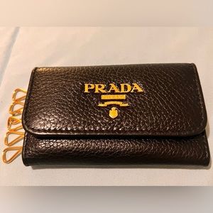 Prada Black leather key holder-Brand New